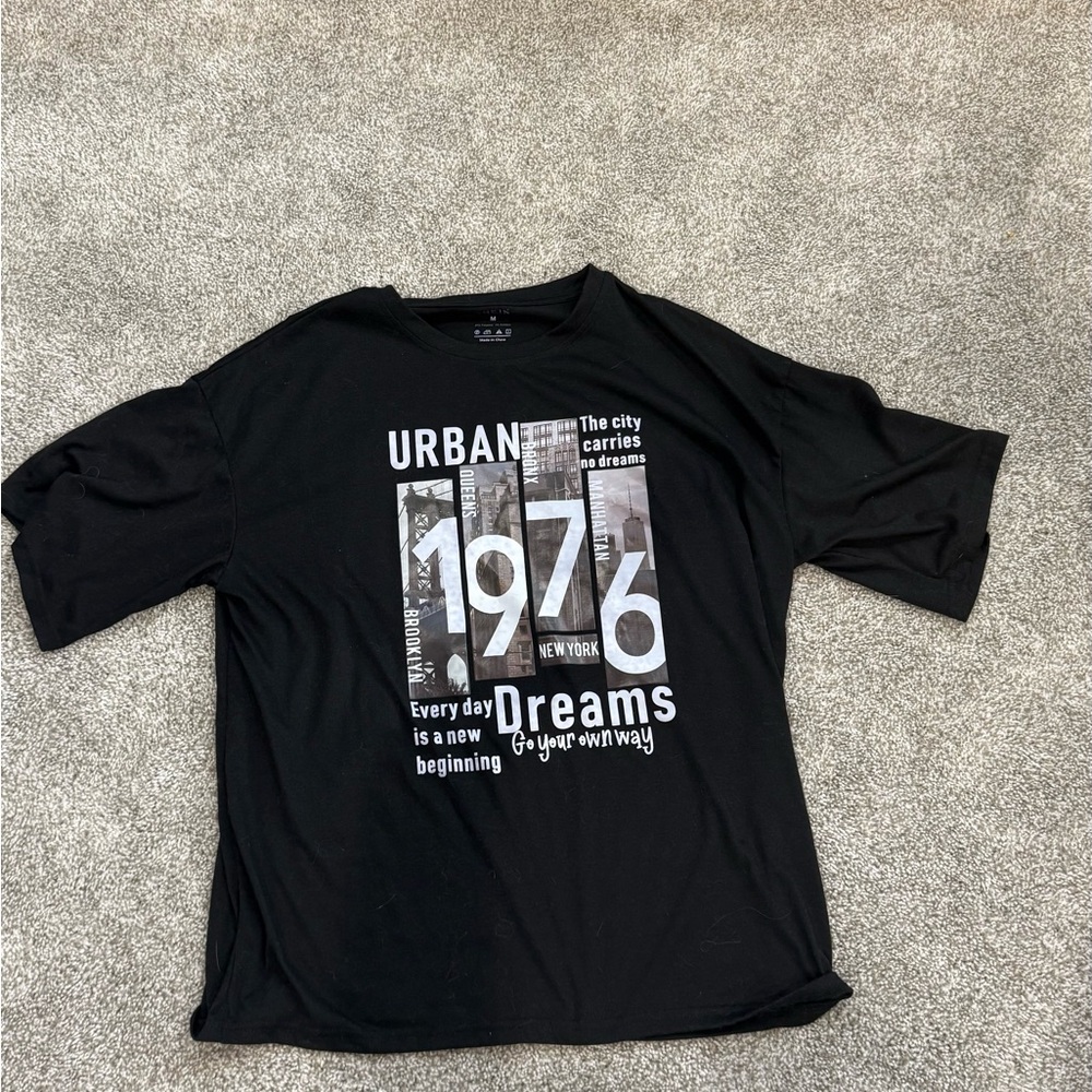 Urban Graphic Black Oversized T-Shirt